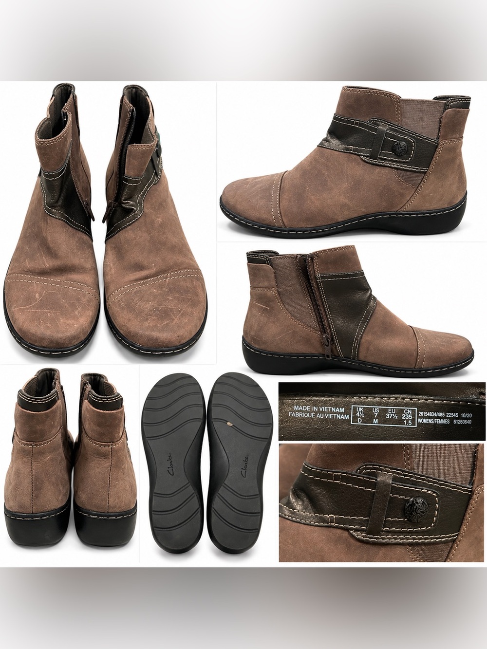 Clarks Women Brown Suede Chukka Boots with Dark Brown Trim
